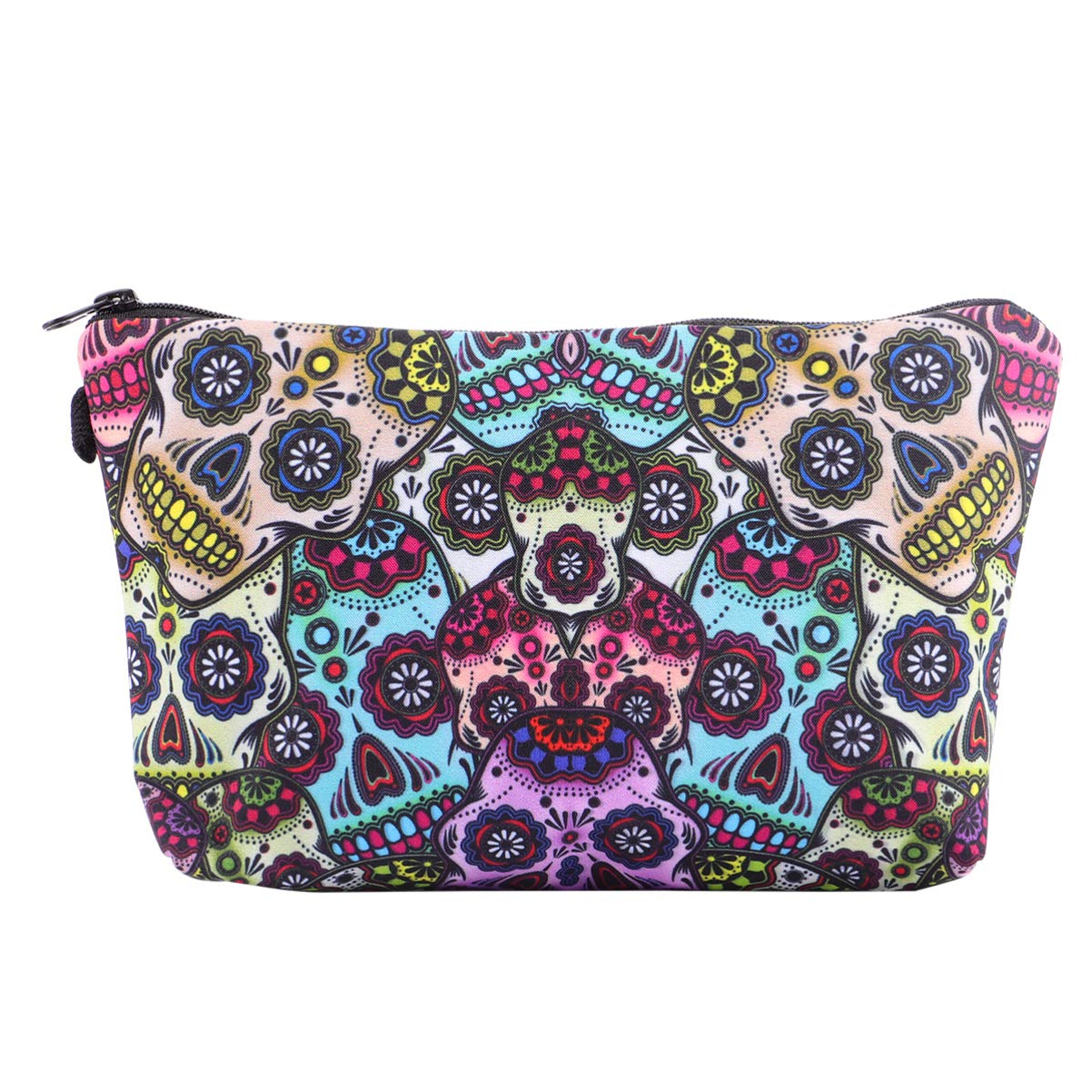Skull Pattern Cosmetic Makeup Bag for Women - Waterproof Travel Toiletry Pouch & Beauty Organizer - Perfect for Gym, Vacation, and Daily Essentials Storage