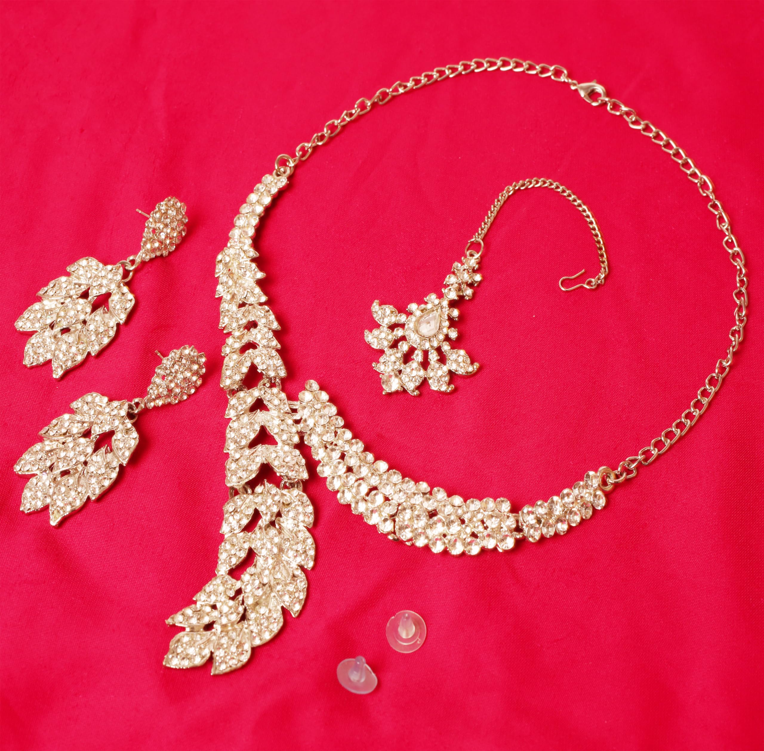 Indian Hollywood Paisley Scarf Crystal Necklace Set for Women - Party & Wedding Jewelry