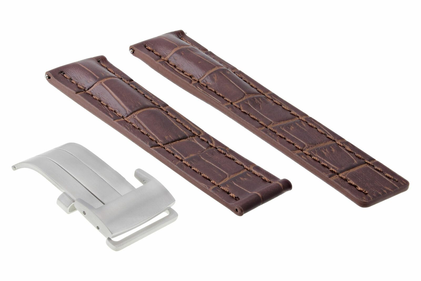 24mm Genuine Leather Watch Band Strap for Breitling Navitimer - Brown Deployment Clasp Replacement - Durable & Comfortable for Daily Wear & Dress Watches