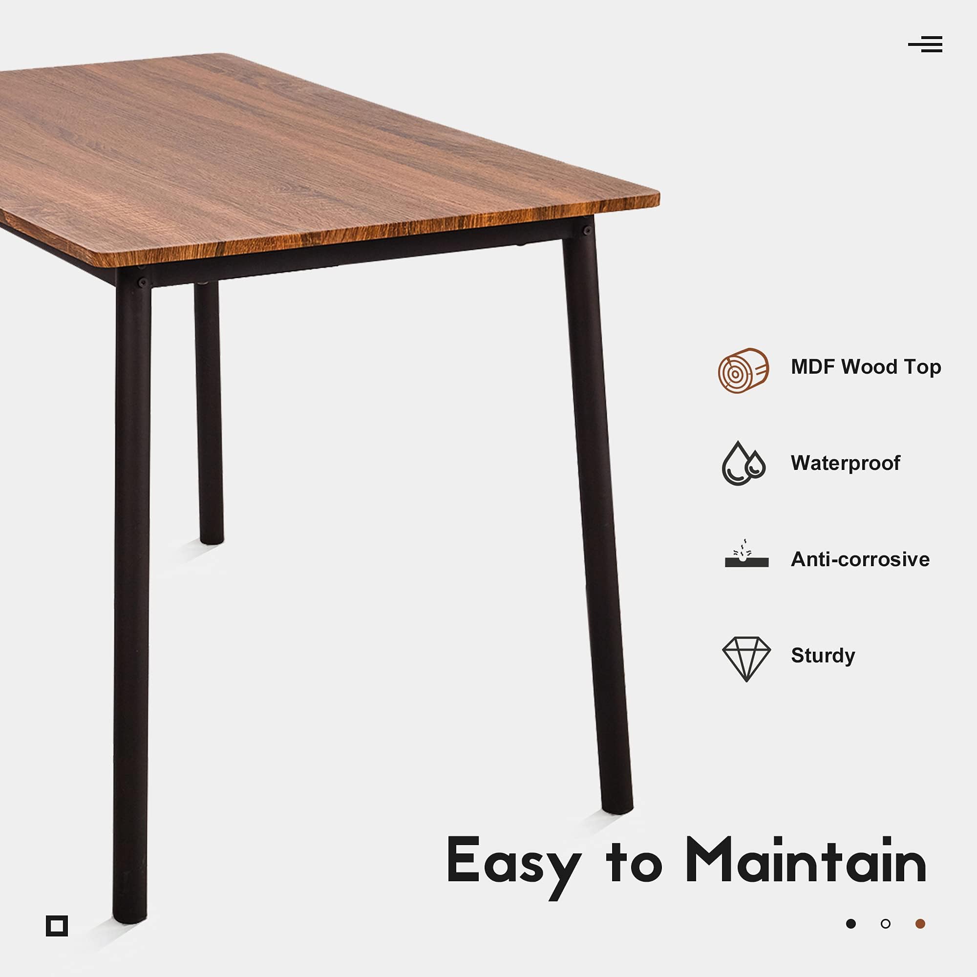 Farmhouse Industrial Style 4-Piece Dining Table Set with Wood & Metal Chairs - Perfect for Small Kitchens, Breakfast Nooks & Compact Living Spaces