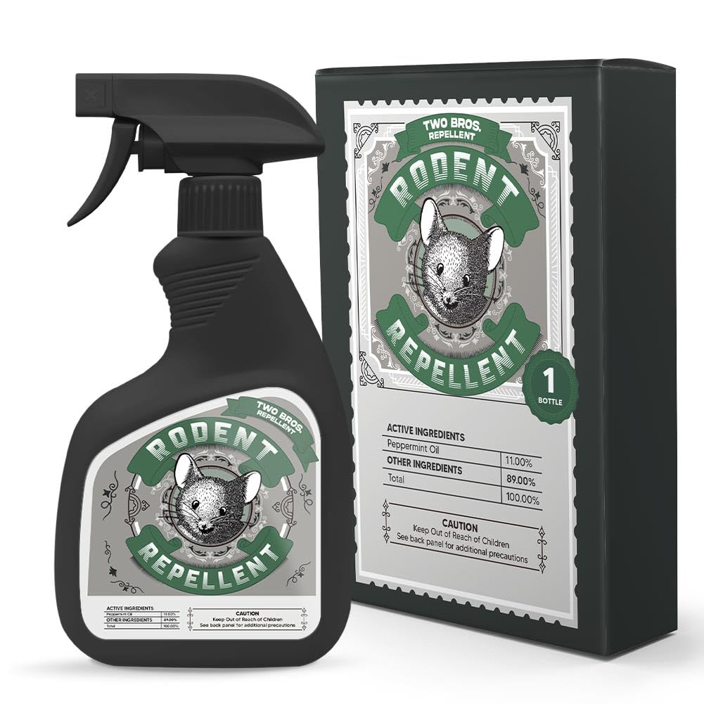Natural Peppermint Oil Rodent Repellent Spray - Safe & Effective Mouse, Rat & Rodent Deterrent for Home, Cars, RV, Boat & Engine Protection (12oz) - Keep Pests Away from Indoor Spaces & Vehicles