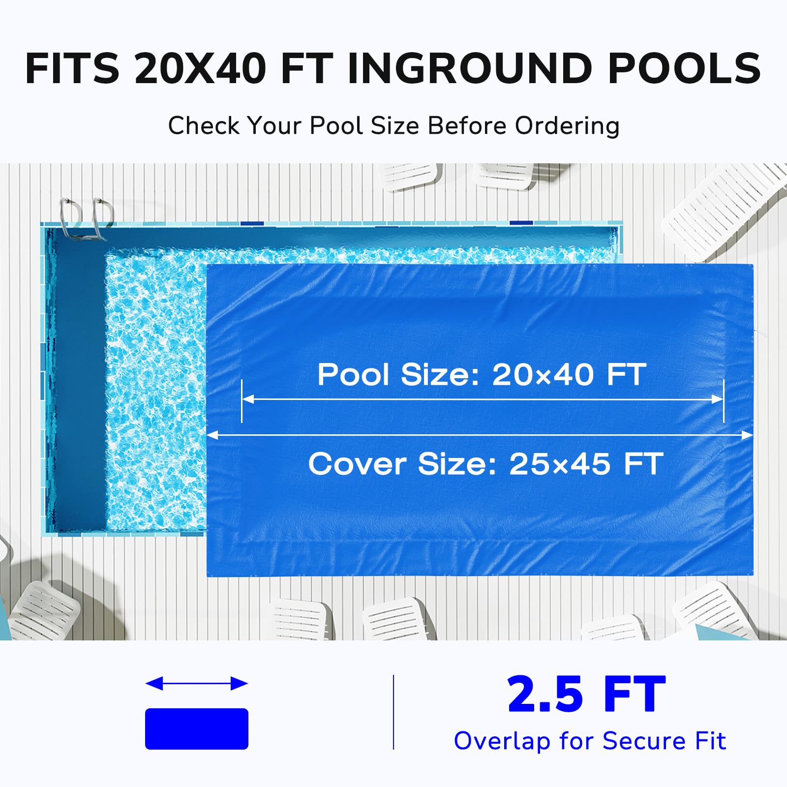 Future Way 20x40 FT Heavy Duty Rectangular Winter Pool Cover - Superior Strength & UV Resistant Inground Swimming Pool Cover for Cold Weather Protection | Perfect for Winterizing & Protecting Your Pool from Debris