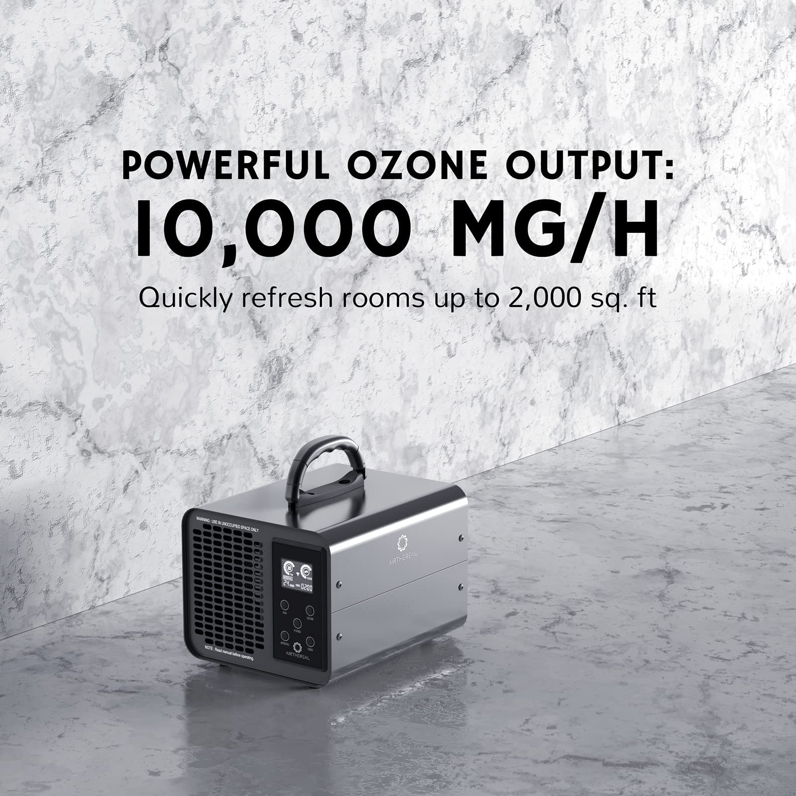 Airthereal MA10K-PRO SMART WiFi Ozone Generator - High Capacity Ozonator for Odor Removal, Air Purification & Sterilization - Adjustable Timer & Output Settings for Home, Office, Car, Pet Areas - Black Ozone Machine for Fresh & Clean Air