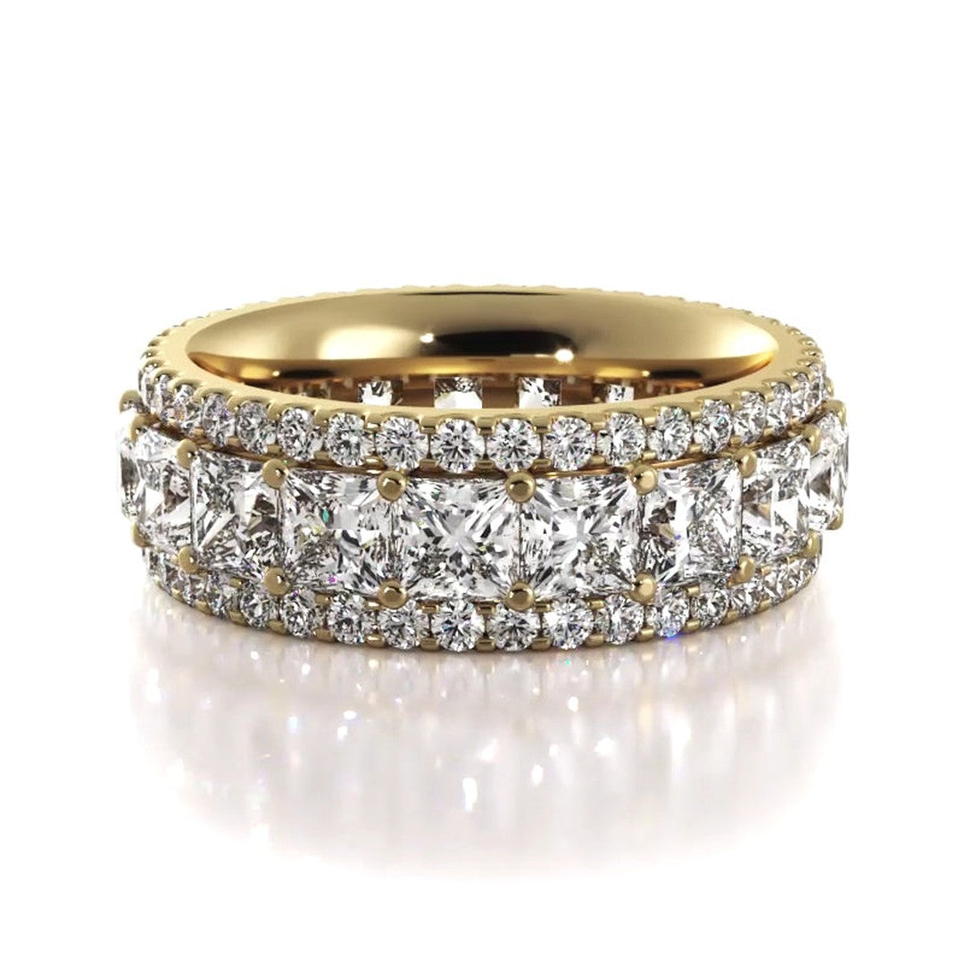 3.23 Carat Princess & Round Cut Diamond Eternity Wedding Band Ring for Women - Perfect for Engagement, Anniversary & Bridal Jewelry Gifts