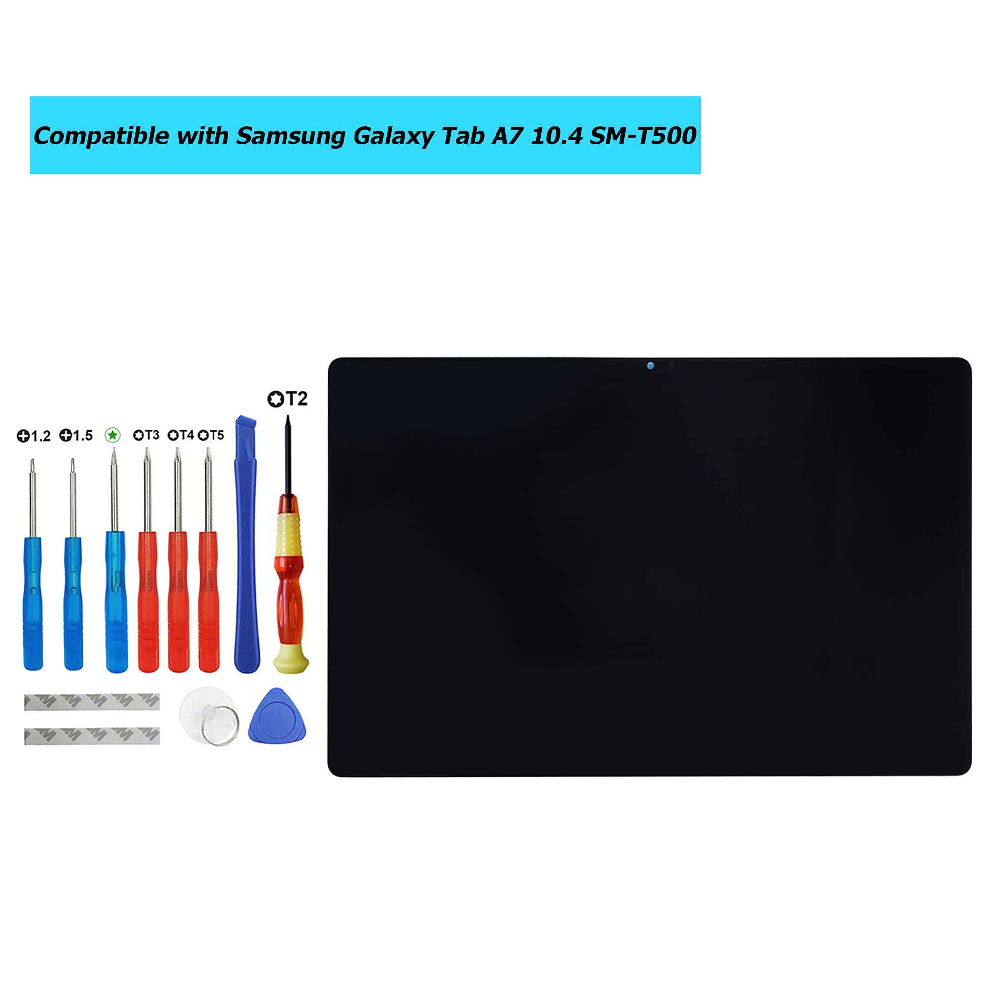 Samsung Galaxy Tab A7 10.4 SM-T500 SM-T505 Replacement Screen with Repair Tool Kit - Black | LCD Touch Screen Digitizer for Home & Office Tablet Repair