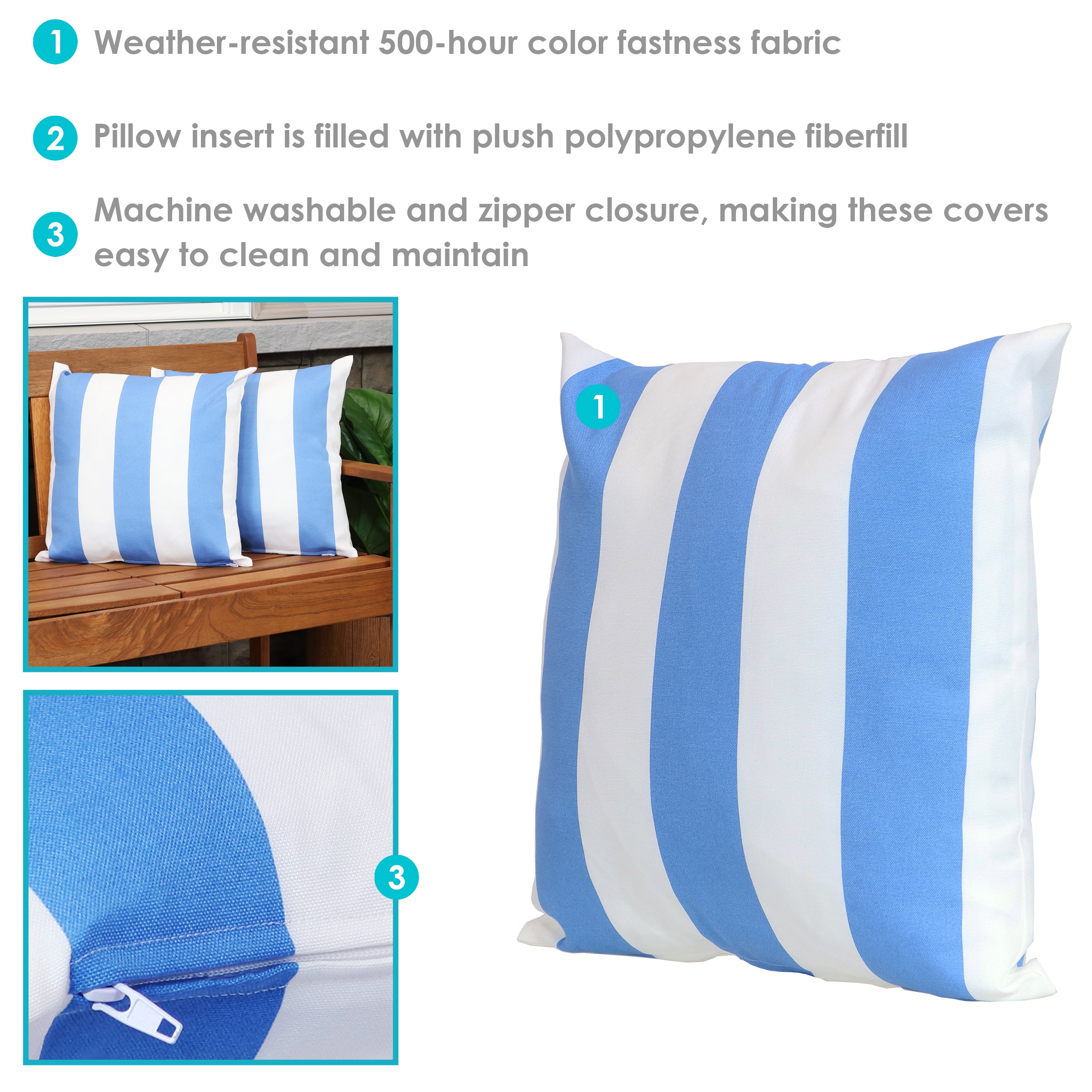 Stylish Sunnydaze Decorative Throw Pillows for Indoor & Outdoor Use - Perfect for Patio, Living Room, and Bedroom Decor