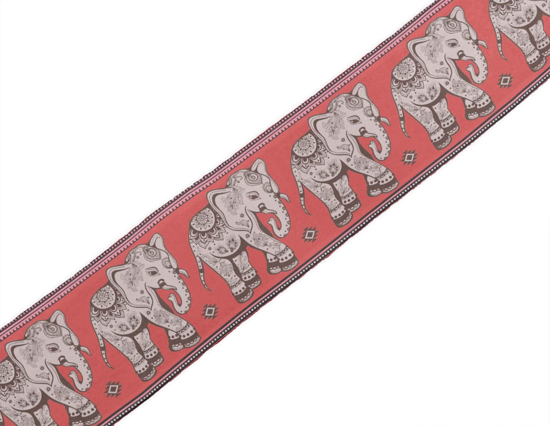 Orange Tribal Elephant Printed Velvet Ribbon Trim - 9 Yards, 3 Inches Wide for Crafts, Sewing & DIY Accessories | Perfect for Home Decor, Gift Wrapping & Fabric Embellishments