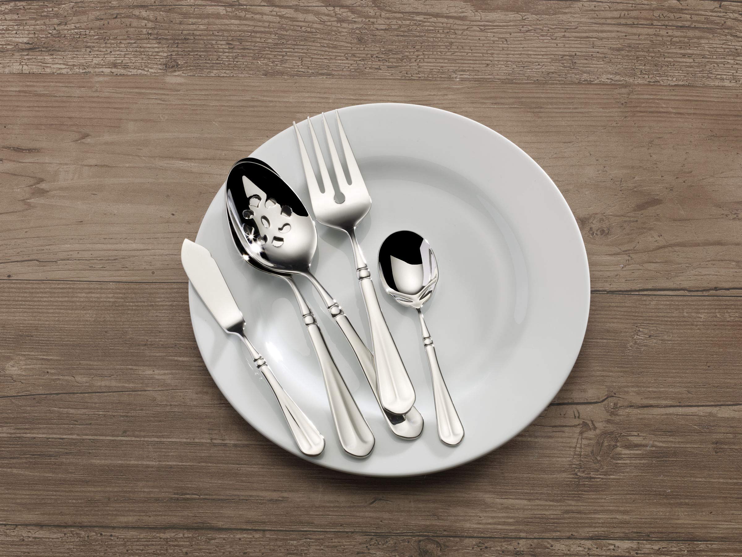 Premium Mikasa French Countryside 65-Piece Flatware Set for 12 - 18/10 Stainless Steel Silverware with Serving Utensils - Elegant Dinnerware for Formal Dining, Holiday Entertaining & Wedding Gifts