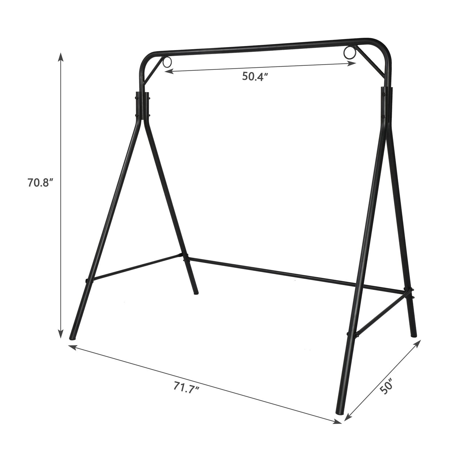 Outdoor Metal Patio Swing Bench with A-Frame Stand - Heavy Duty 550LB Capacity Powder Coated Steel Swing Seat & Frame - Perfect for Backyard, Garden, Porch or Deck Relaxation (Matte Black)