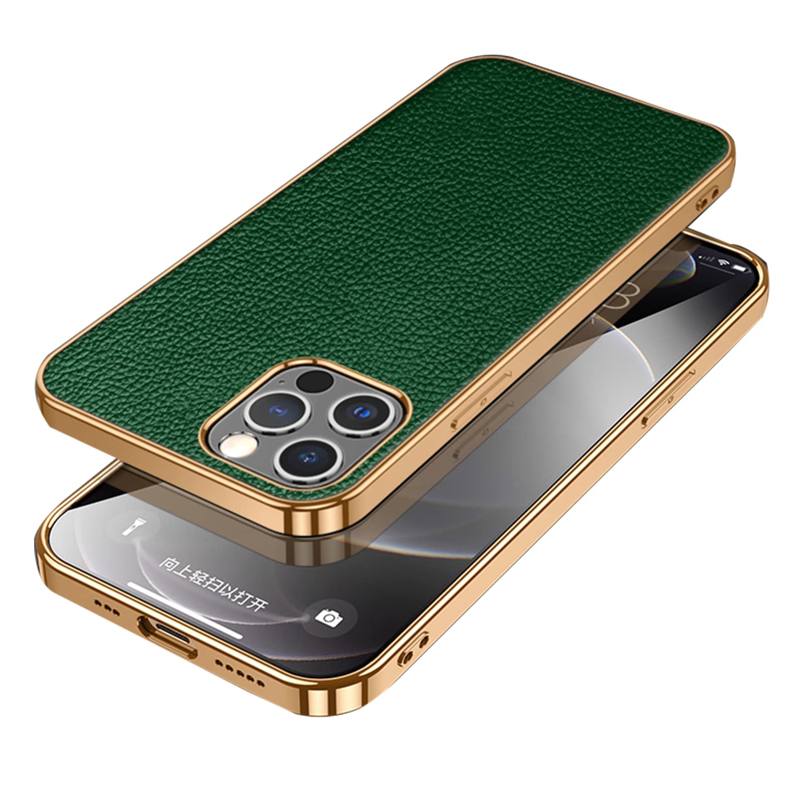 Premium Slim Leather Phone Case for iPhone 13 Pro & 13 Pro Max - Shockproof, Anti-Scratch, Vintage Green Protective Cover | Perfect for Everyday Use, Travel & Business Protection