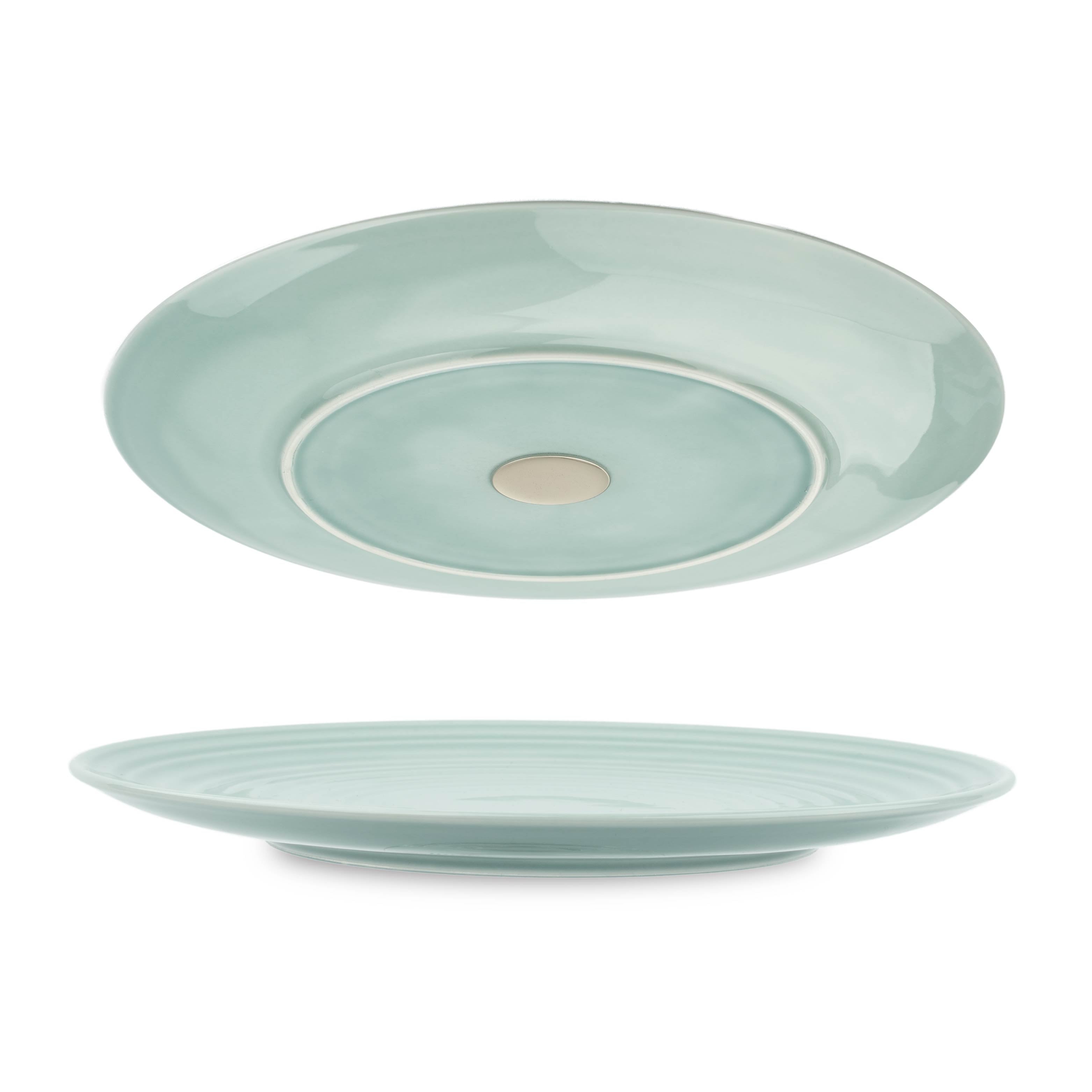 Premium 26cm Cyan Porcelain Plate with Magnet - Elegant Dining & Kitchen Decor for Home, Office, or Gift Giving