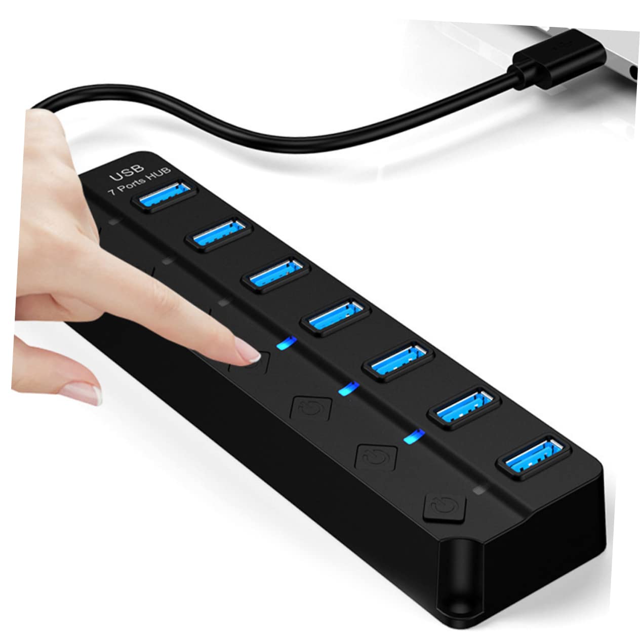 Homoyoyo 4-Port USB Hub with External Power Supply - High-Speed USB 3.0 Expander for Laptop, PC, MacBook - Extra USB Ports for Charging, Data Transfer, Keyboard, Mouse & More - Perfect for Home Office, Gaming & Workspace Setup