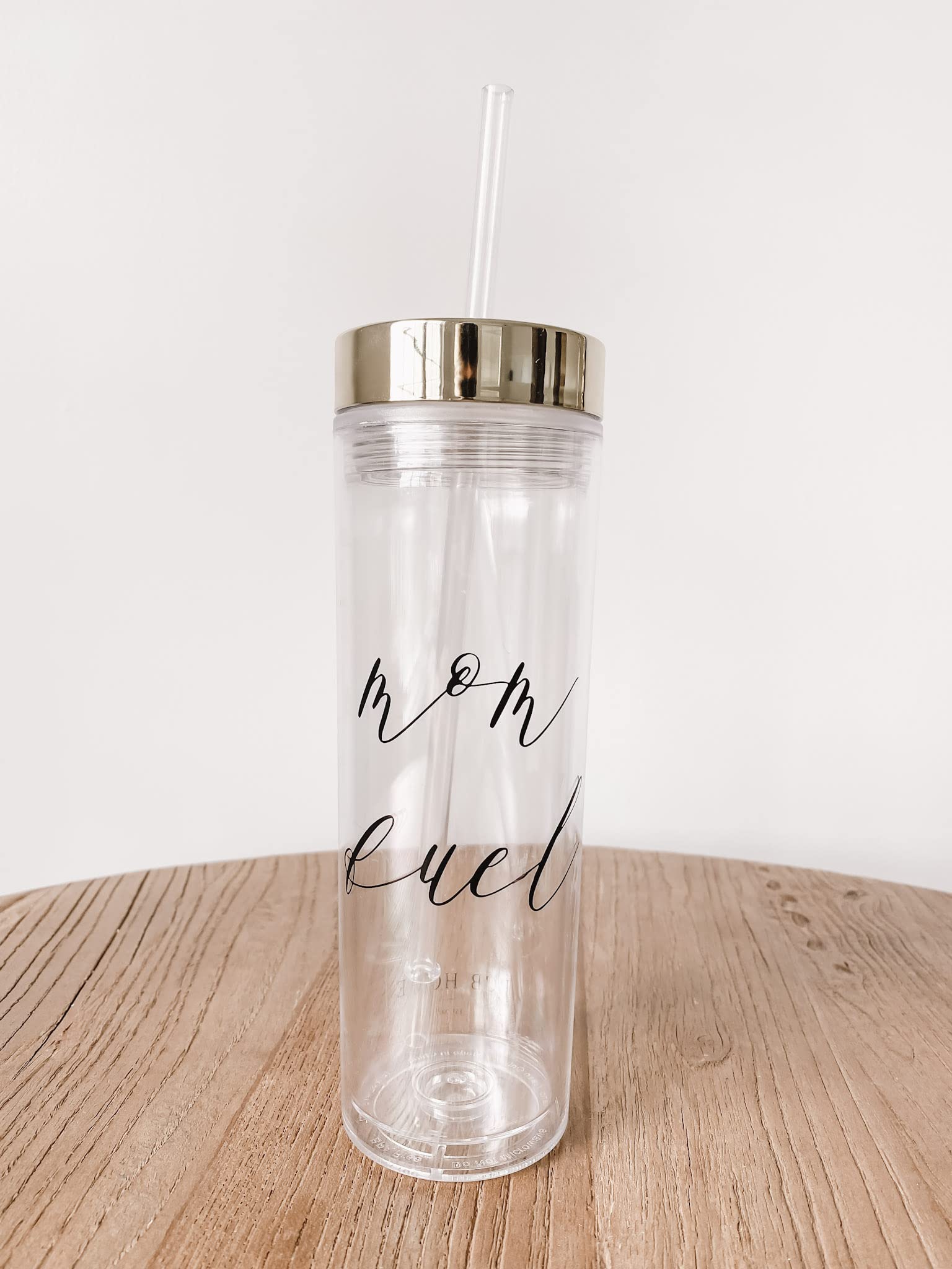 BPA-Free Clear Acrylic Tumbler with Lid - Insulated Water Bottle Fits Car Cup Holder - Perfect for Moms, Office, Gym & Summer Outdoor Activities