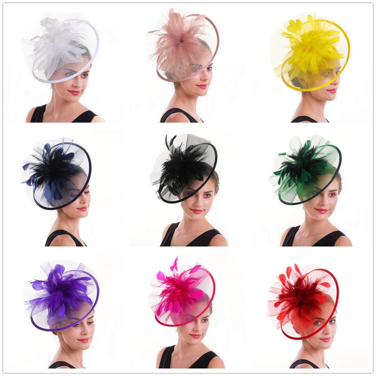 SAFERIN Women's Fascinators Feathers Tea Party Hat - Elegant Veil Headband with Hair Clip for Cocktail, Church, Weddings & Special Occasions | Perfect for Garden Parties, Royal Events & Formal Gatherings