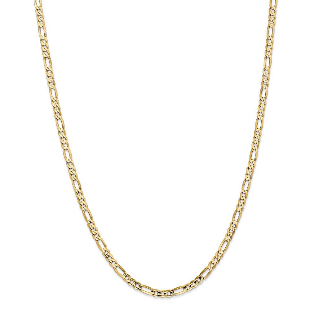 The Black Bow 4mm 14k Yellow Gold Open Concave Figaro Chain Necklace - Perfect for Elegant Evening Events and Stylish Everyday Wear