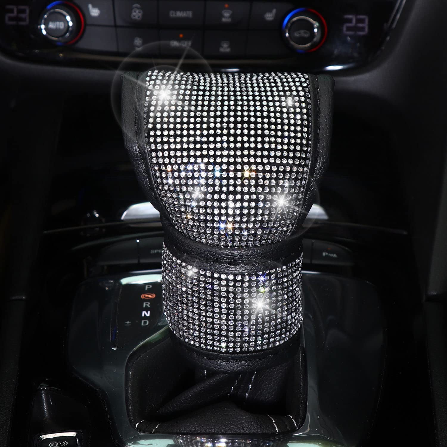 Premium Crystal Rhinestone Car Accessories Set - Diamond Car Interior Decor Kit with Steering Wheel Cover, Seat Belt Cover & Gear Shift Cover in Elegant Silver | Luxury Car Interior Upgrade for Women, Bridal & Party Occasions