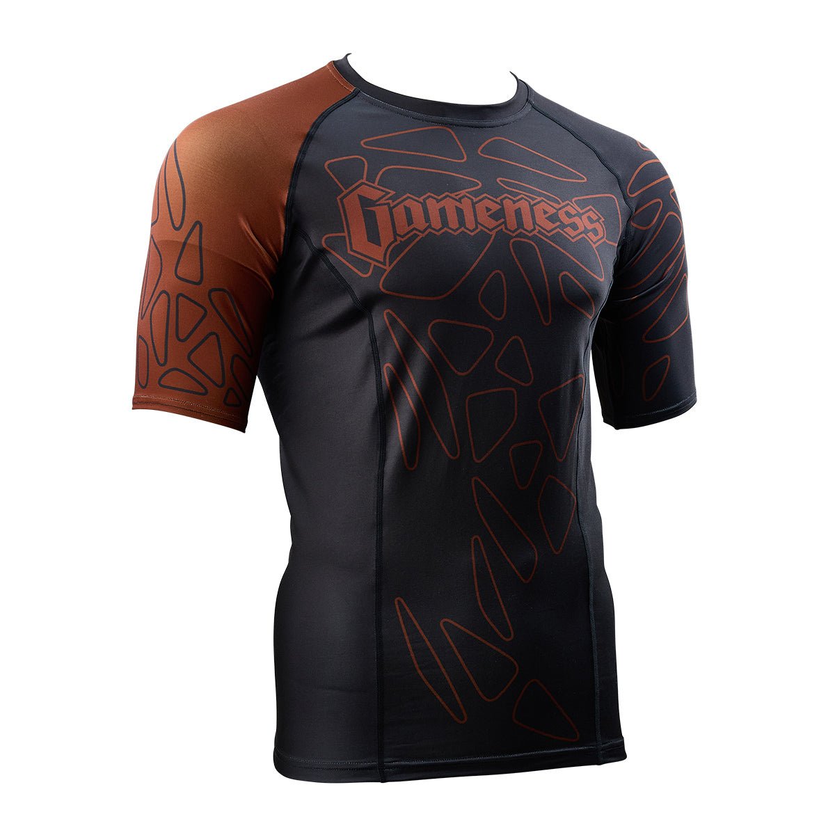 Gameness Men's Short Sleeve Pro Ranked Rash Guard - BJJ MMA Training Shirt for Grappling, Jiu-Jitsu & Combat Sports - Moisture Wicking & UV Protection