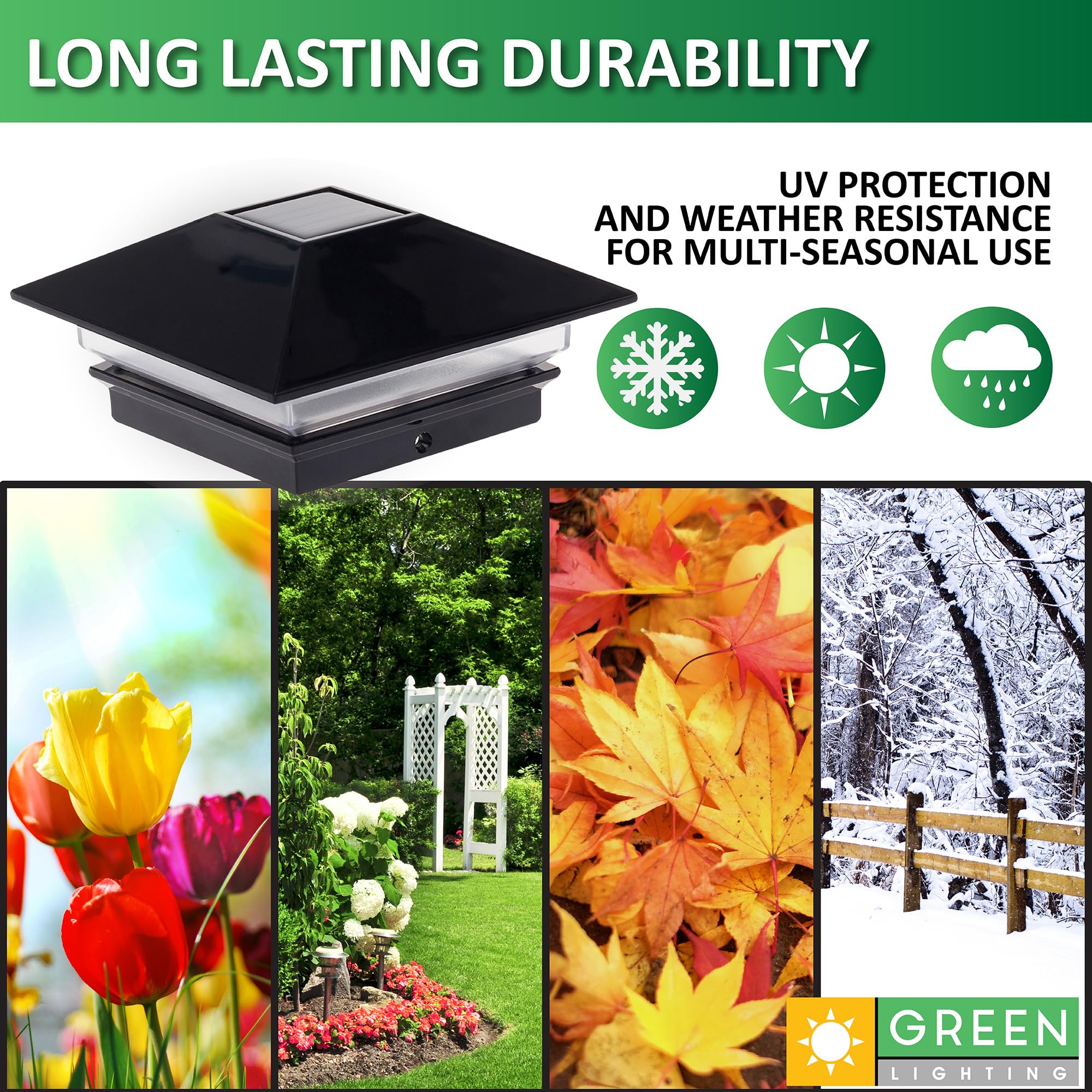 Solar Post Cap Lights 8 Pack - Waterproof Black Outdoor LED Lights for 4x4 Wood & PVC Fence Posts - Perfect for Landscaping, Deck, Garden & Pathway Lighting - Energy Efficient Solar Powered Lighting Solution