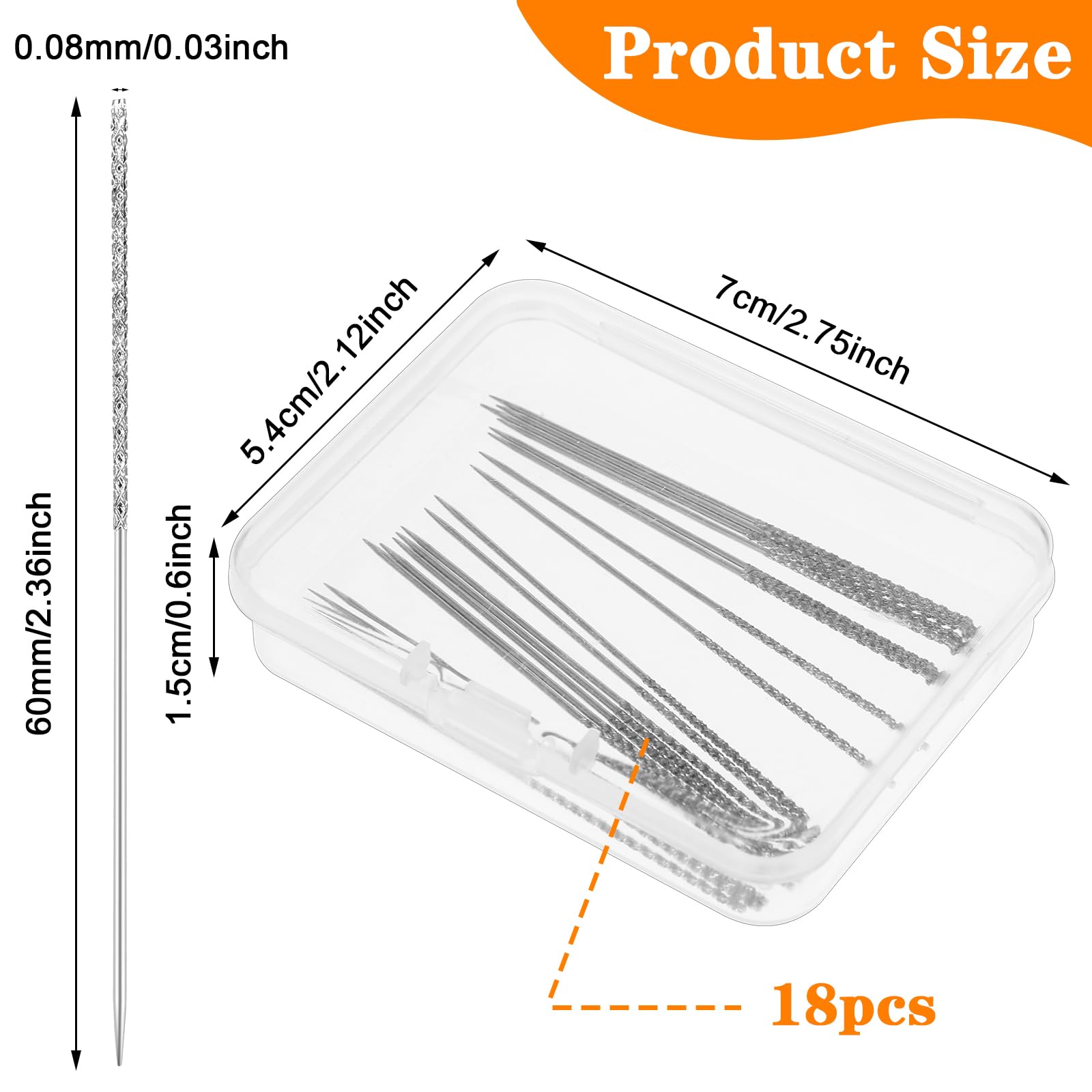 18 PCS Snag Repair Needle Kit - 2.36 x 0.03 Inch Professional Sewing Tools for Fixing Woven & Knit Fabrics, Leather Craft Stitching Needles - Perfect for Clothing, Drapes, Blankets & Home Textile Repair