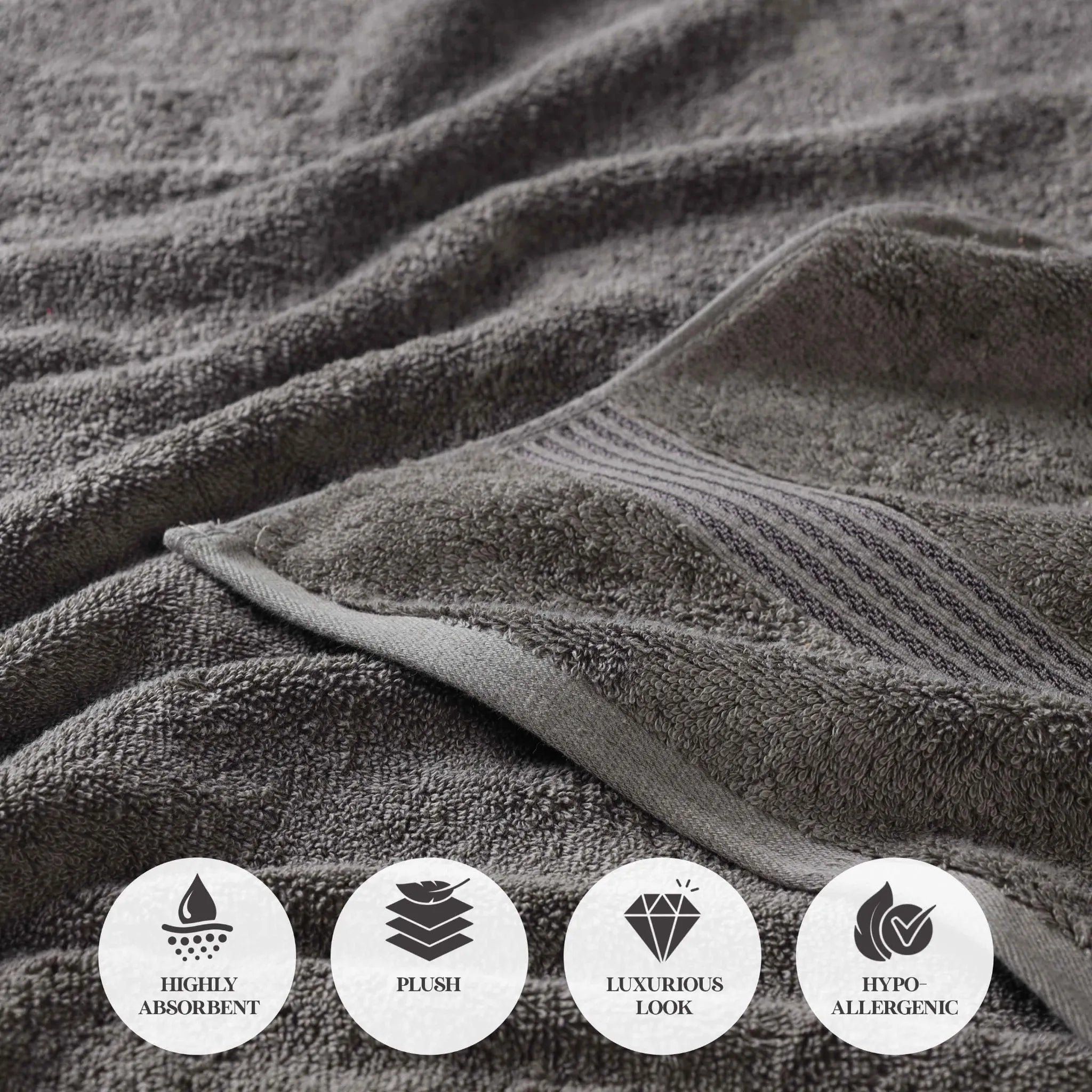 Premium 100% Egyptian Cotton Plush Hand Towels - Ultra Soft & Absorbent Bath Towel Set of 8 for Bathroom, Kitchen & Spa Luxury (24x16 Inches)