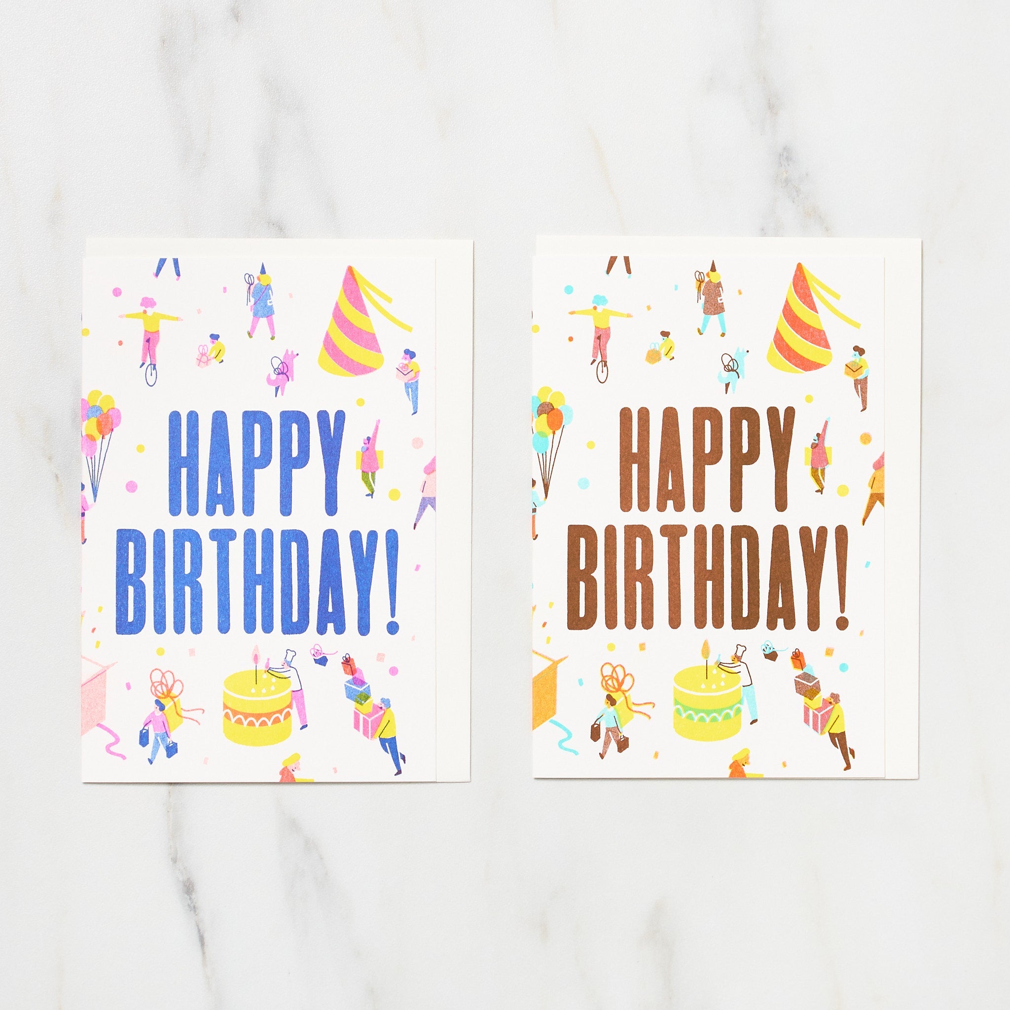 Happy Birthday Yo Hosoyamada Risograph Greeting Card - Handmade Letterpress Design for Birthdays, Anniversaries & Special Occasions - Perfect for Gifts, Parties & Celebrations