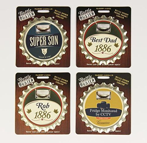 Bottle Buster Beer Opener - Magnetic Fridge Cap Lifter & Coaster Set - Perfect for Men's Stocking Stuffers, Gifts & Home Bar Accessories - Great for Parties, BBQs & Game Nights
