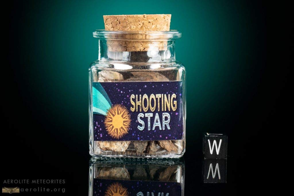 Authentic Stone Meteorite Shooting Star Jar - Real Meteorites from Outer Space for Home Decor, Gift & Space Enthusiasts