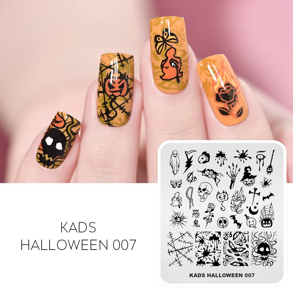 Halloween Nail Stamp Plates Set of 5 - DIY Nail Art Stamping Templates for Halloween Nail Decoration - Perfect for Halloween Parties, Costume Nails & Spooky Manicures