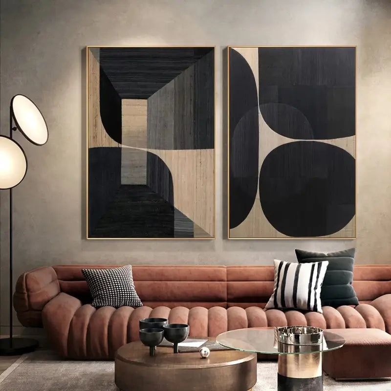 Abstract Tranquility Wall Art Set of 2 - Modern Minimalist Canvas Paintings for Living Room, Bedroom & Office Decor #WS023