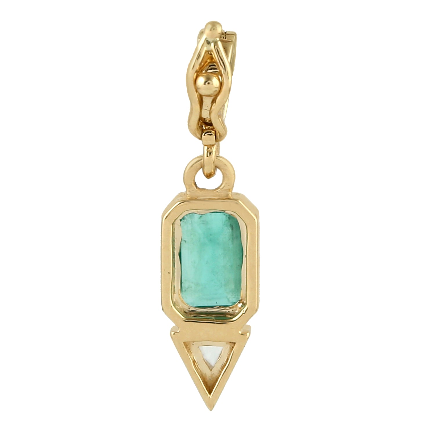 18K Yellow Gold Emerald Cut Emerald Diamond Pendant - Elegant Minimalist Charm Jewelry for Women, Perfect for Weddings, Anniversaries & Special Occasions