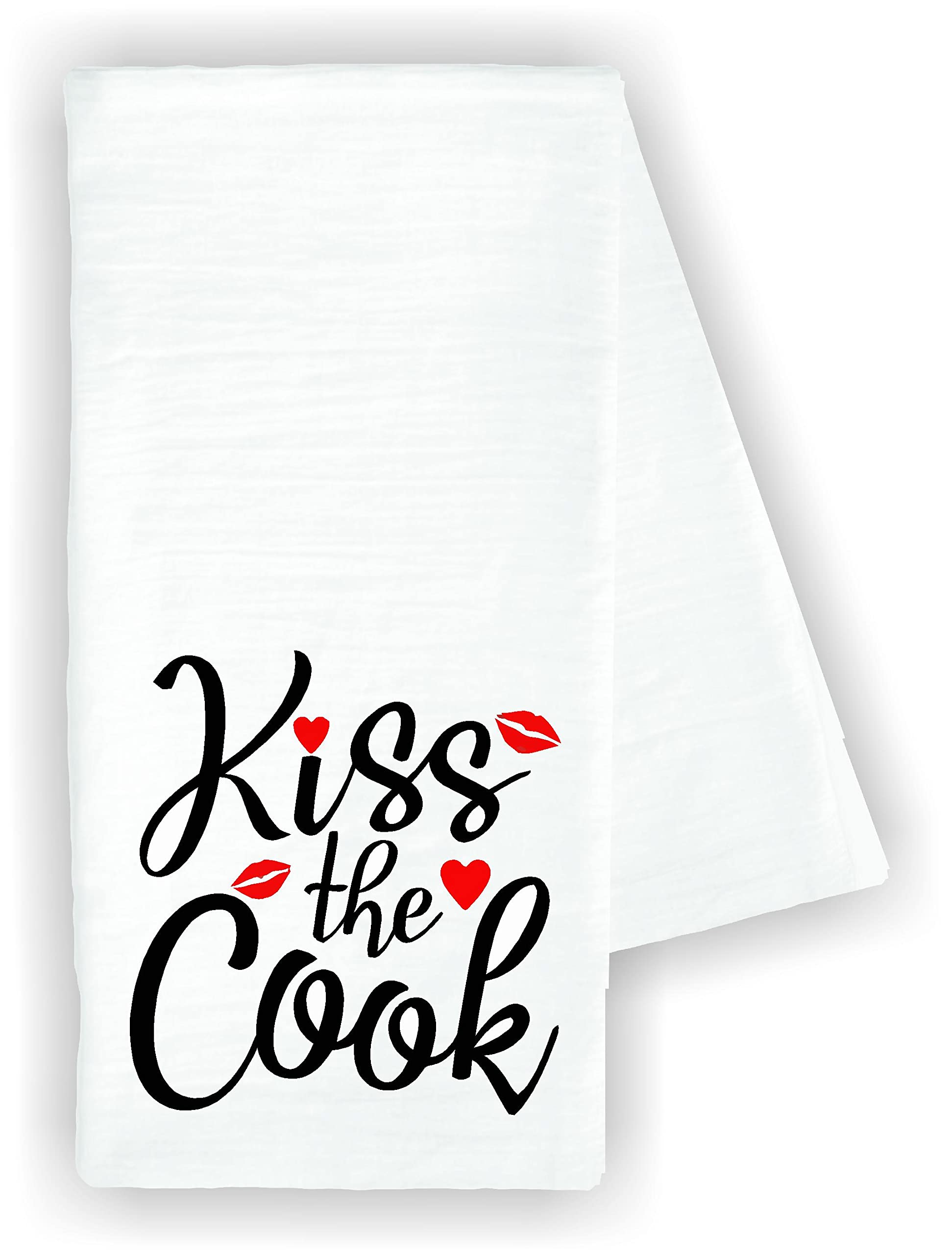 Funny 'Kiss the Cook' Cotton Dish Towel - 100% Cotton Kitchen Decor & Drying Cloth for Cooking, Baking, and Home Decor | Perfect Gift for Chefs & Housewarming