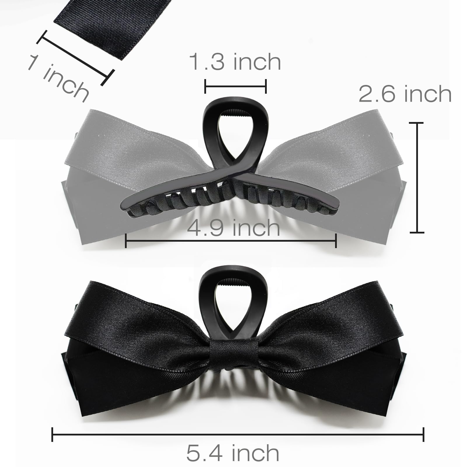 Sizobi Large Bow Hair Clips for Women - White Hair Bows & Black Barrettes Hair Accessories - Perfect for Thin, Thick or Curly Hair - Great for Weddings, Parties and Everyday Styling
