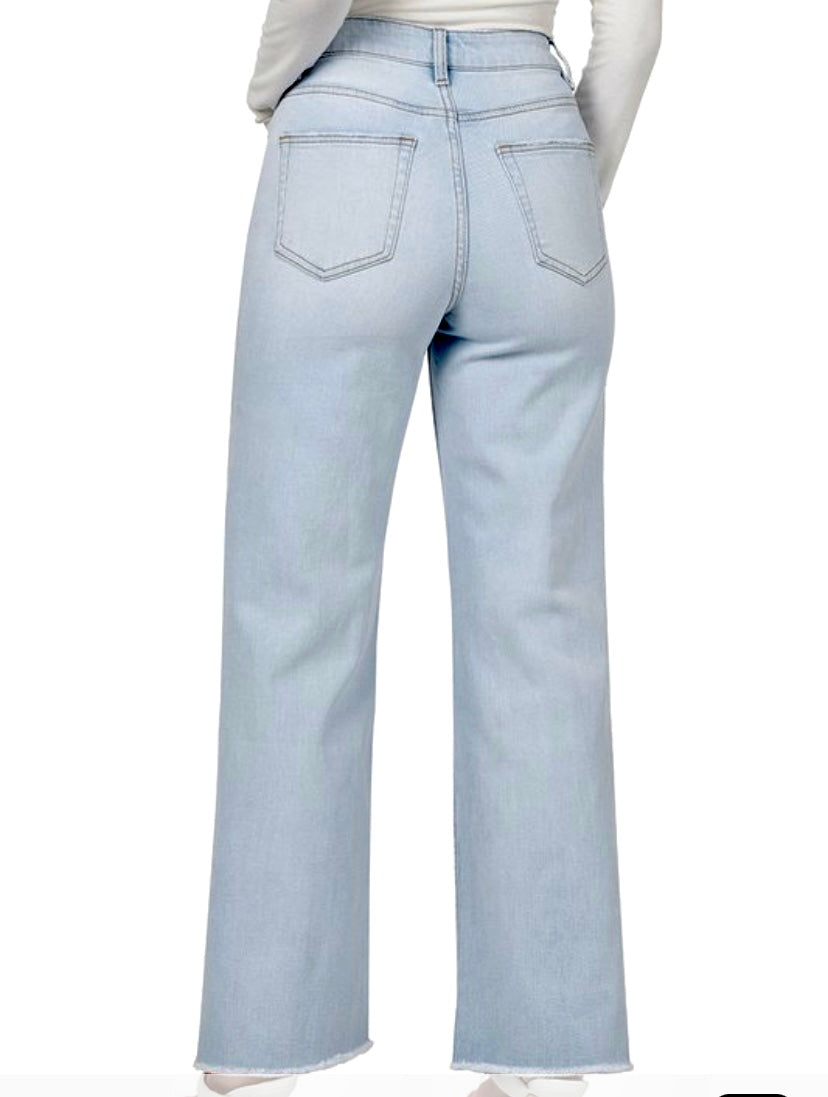 Taymoor Women's Wide Leg Denim Jeans - High Waisted Stretch Comfort Pants for Casual & Office Wear
