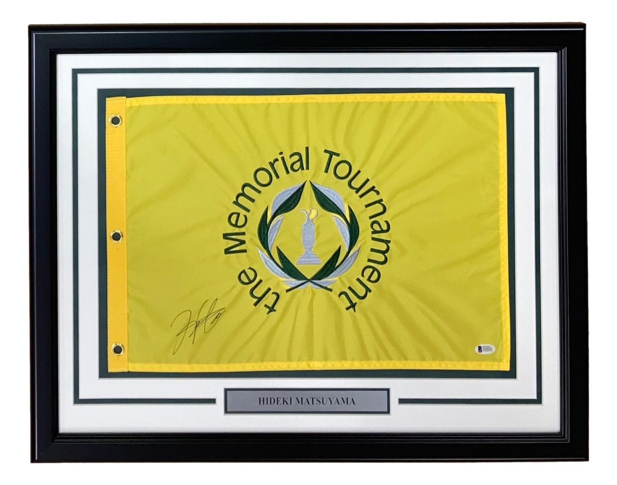 Hideki Matsuyama Autographed The Memorial Tournament Golf Flag - Framed Collectible Sports Memorabilia for Golf Fans & Home Decor
