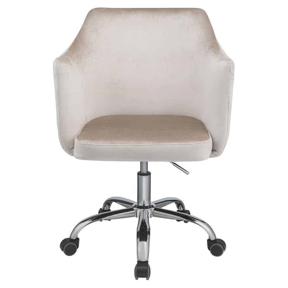 Acme Cosgair Tufted Velvet Swivel Office Chair in Champagne and Chrome - Ergonomic Desk Chair for Home Office, Gaming & Conference Rooms