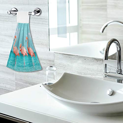 2 Pack Flamingo Hand Towels - Soft Absorbent Kitchen & Bath Towels for Bathroom, Beach, Laundry Room - Cute Summer Beach Decor, Farmhouse Gift Idea, Perfect for Coastal Themed Homes & Vacation Rentals