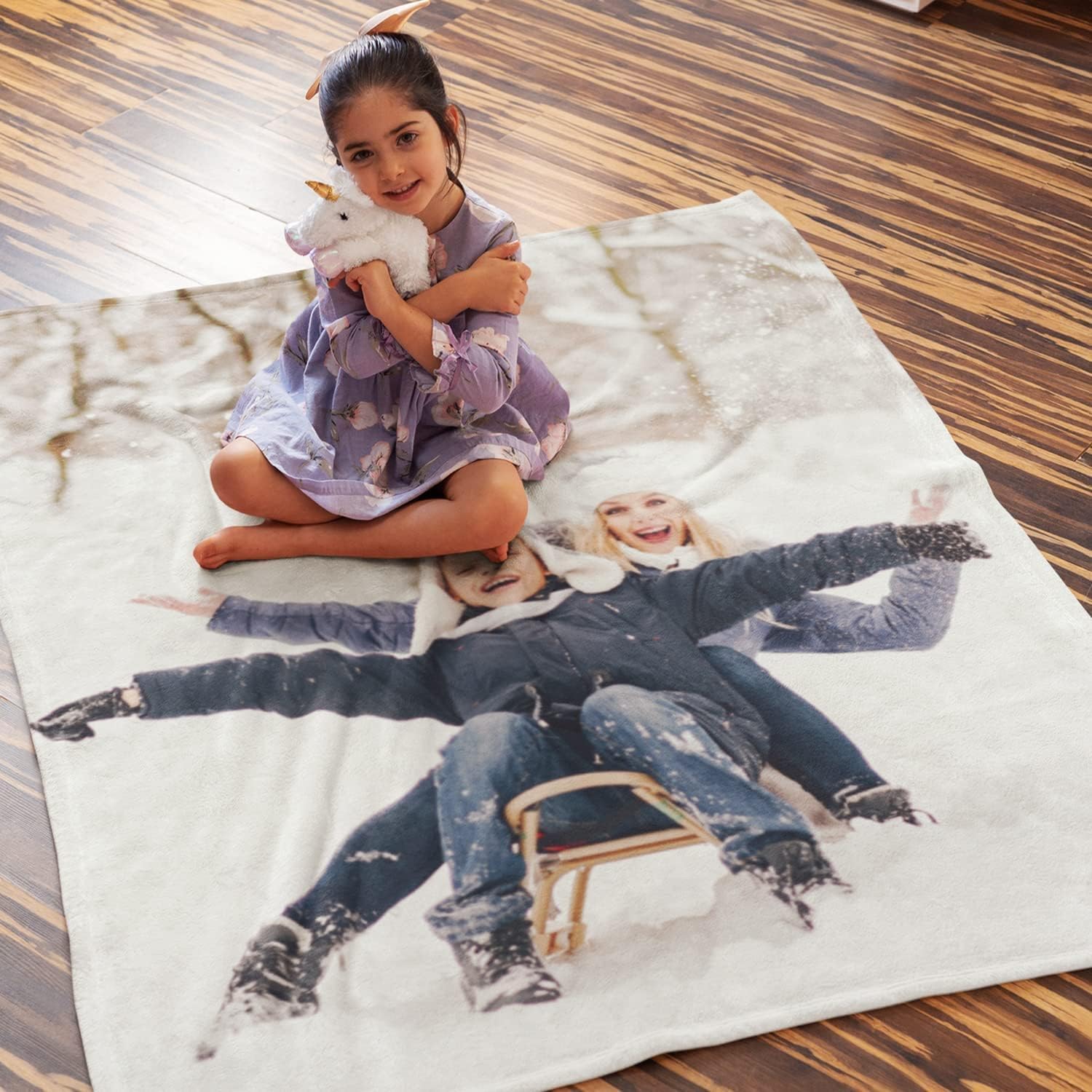 Custom Photo Fleece Blanket - Personalized Queen Size 50x60 Inch - Print Your Picture on Soft Plush Blanket for Bed, Couch & Gift Giving