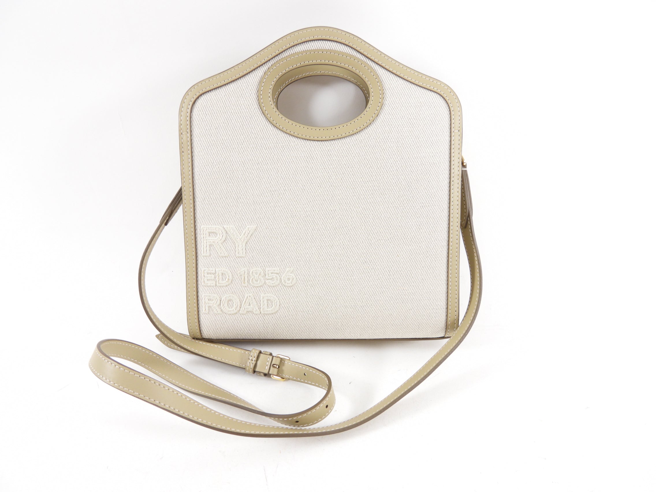 Burberry Small Pocket Bag in Ecru & Toile Canvas | Crossbody Shoulder Bag for Women | Perfect for Everyday Use, Travel & Date Nights