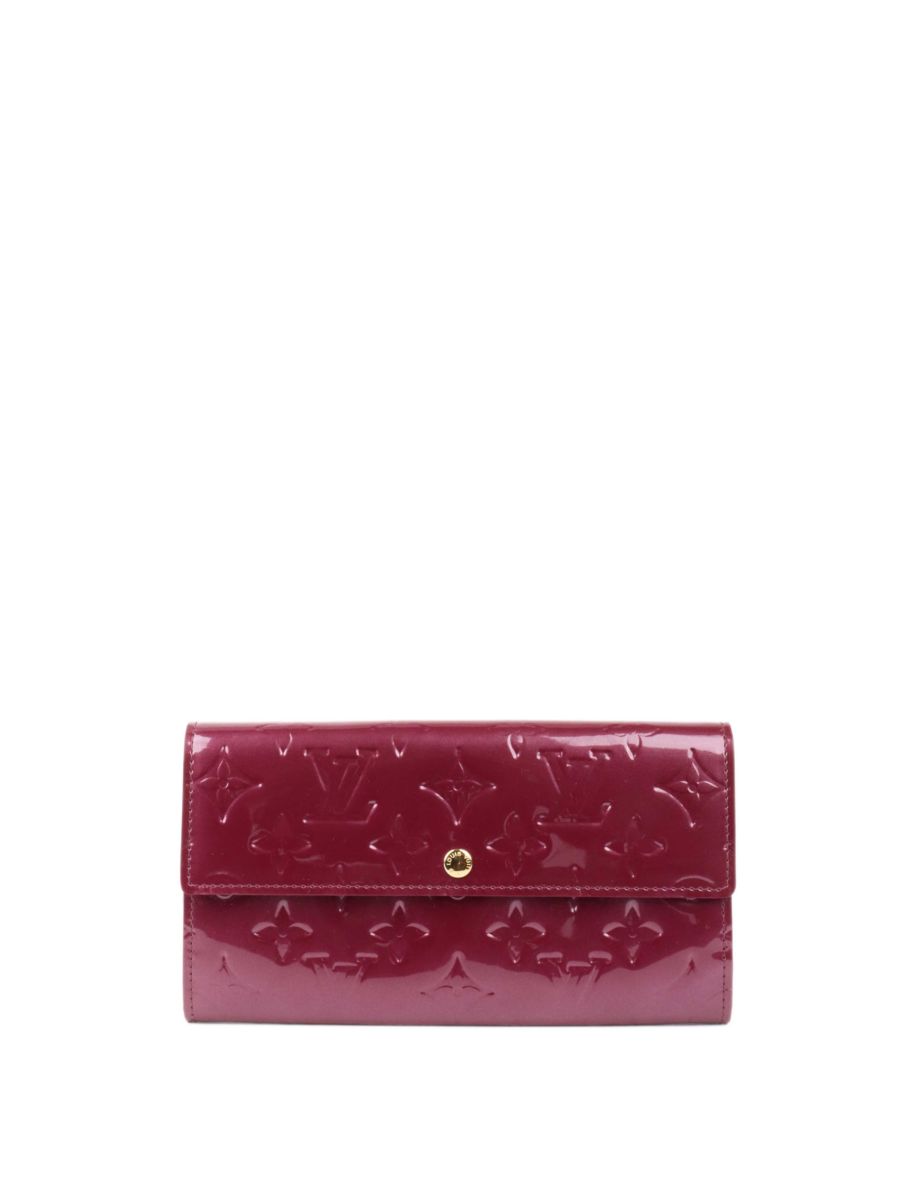 Authentic Louis Vuitton Purple Patent Leather Wallet for Women - Luxury Designer Billfold with Multiple Card Slots & RFID Protection - Perfect for Everyday Use, Travel & Gift Giving