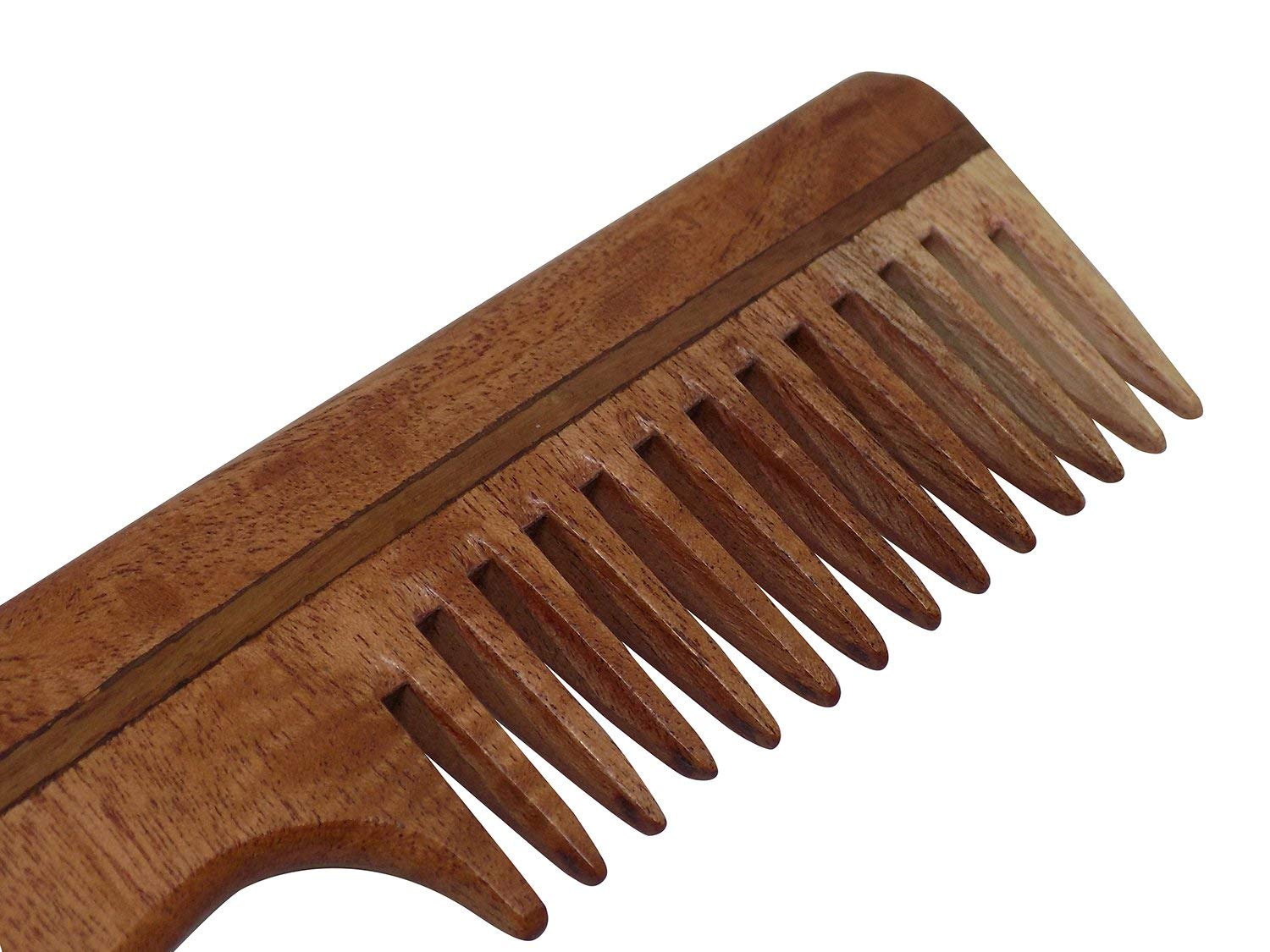 Organic Neem Wood Comb for Men & Women - Anti Dandruff, Scalp Massage & Hair Growth - Natural Handmade Hairbrush for Healthy Shiny Hair - Perfect for Daily Hair Care & Ayurvedic Routine (Pack of 1, 15g)
