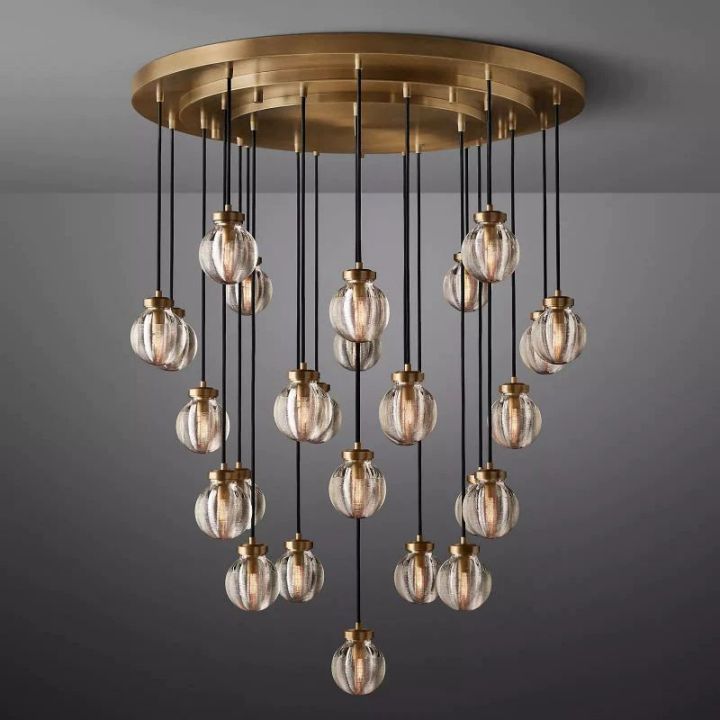Augety Modern Spherical Round Chandelier - 38 Inch Contemporary Lighting Fixture for Dining Room, Living Room, Bedroom & Foyer