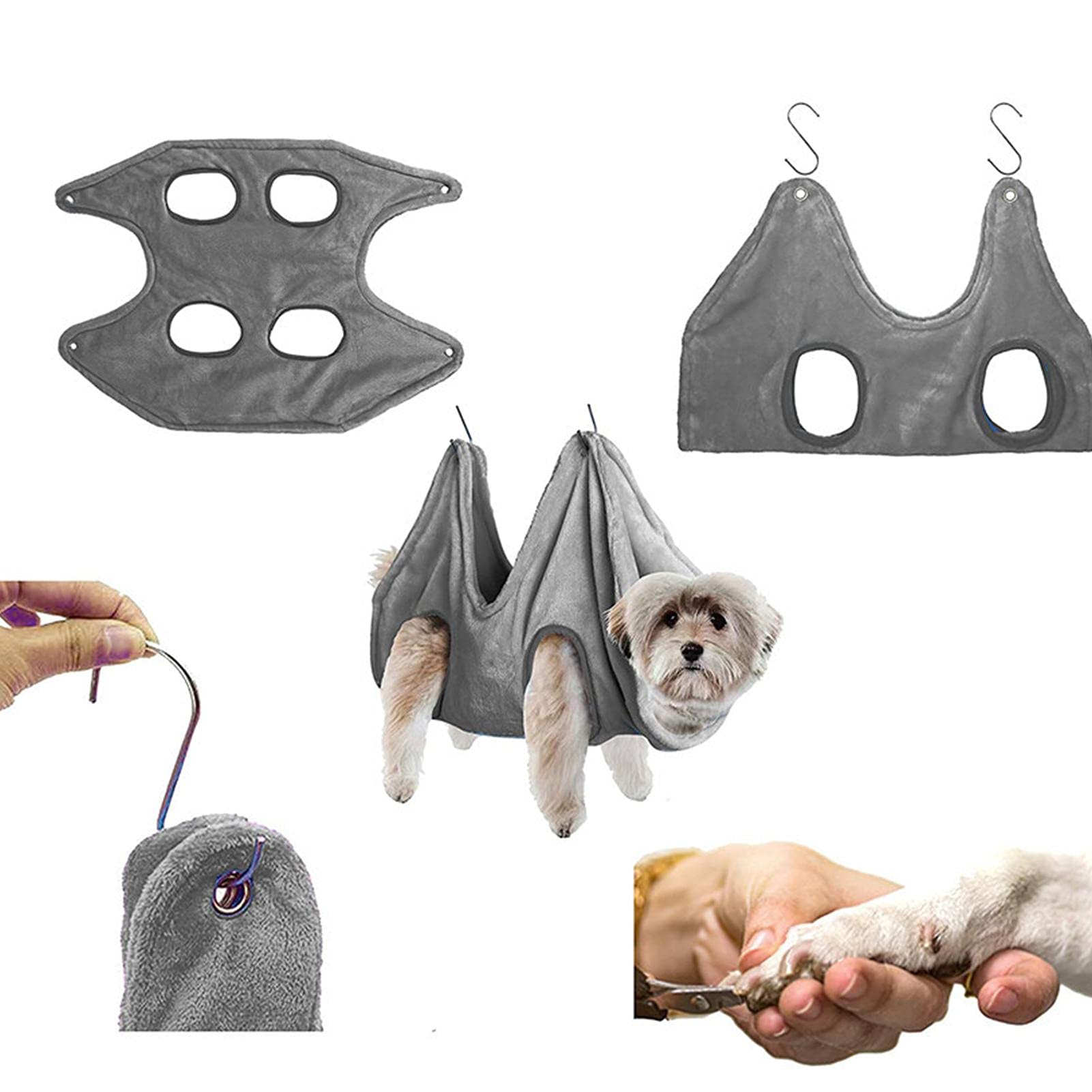 Pet Grooming Hammock with Hooks - Dog Bathing & Drying Hammock for Cats and Dogs - Perfect for Bathing, Nail Trimming & Grooming at Home or Pet Salon