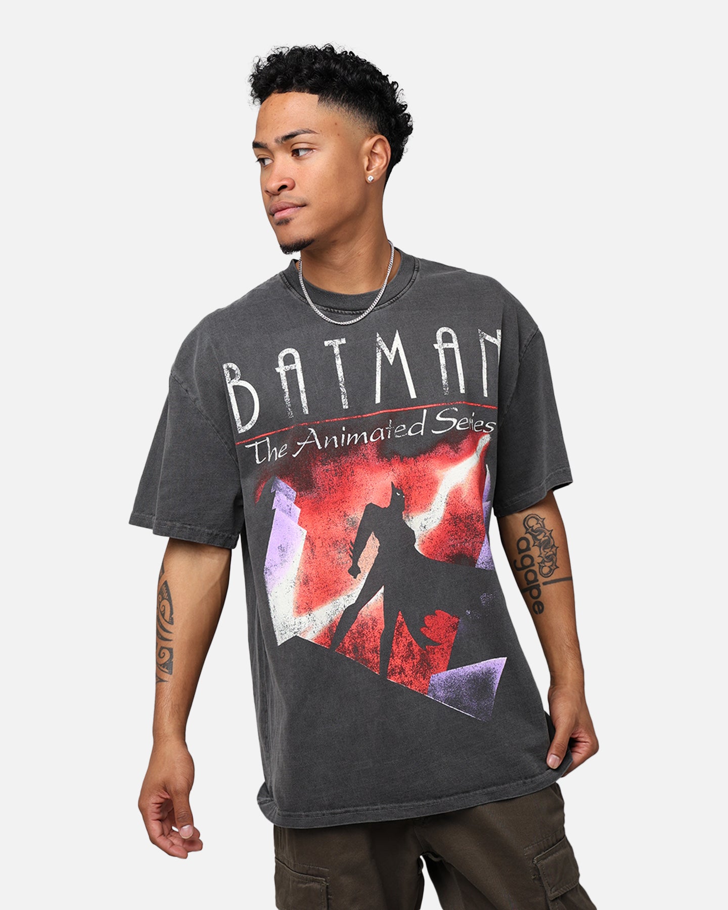DC Batman The Animated Series Heavyweight Vintage Washed Black T-Shirt - Retro Superhero Graphic Tee for Men, Women - Perfect for Cosplay, Comic Con & Casual Wear