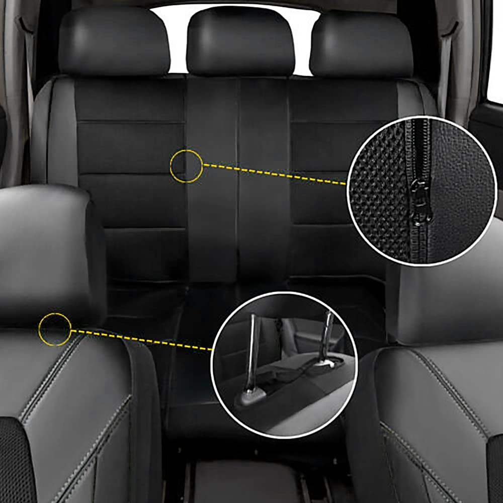 Premium Black PU Leather & Cloth Car Seat Covers for 5-Seat Terrain - Comfortable Front Seat Protectors for SUVs & Off-Road Vehicles | Perfect for Daily Commute, Road Trips & Outdoor Adventures