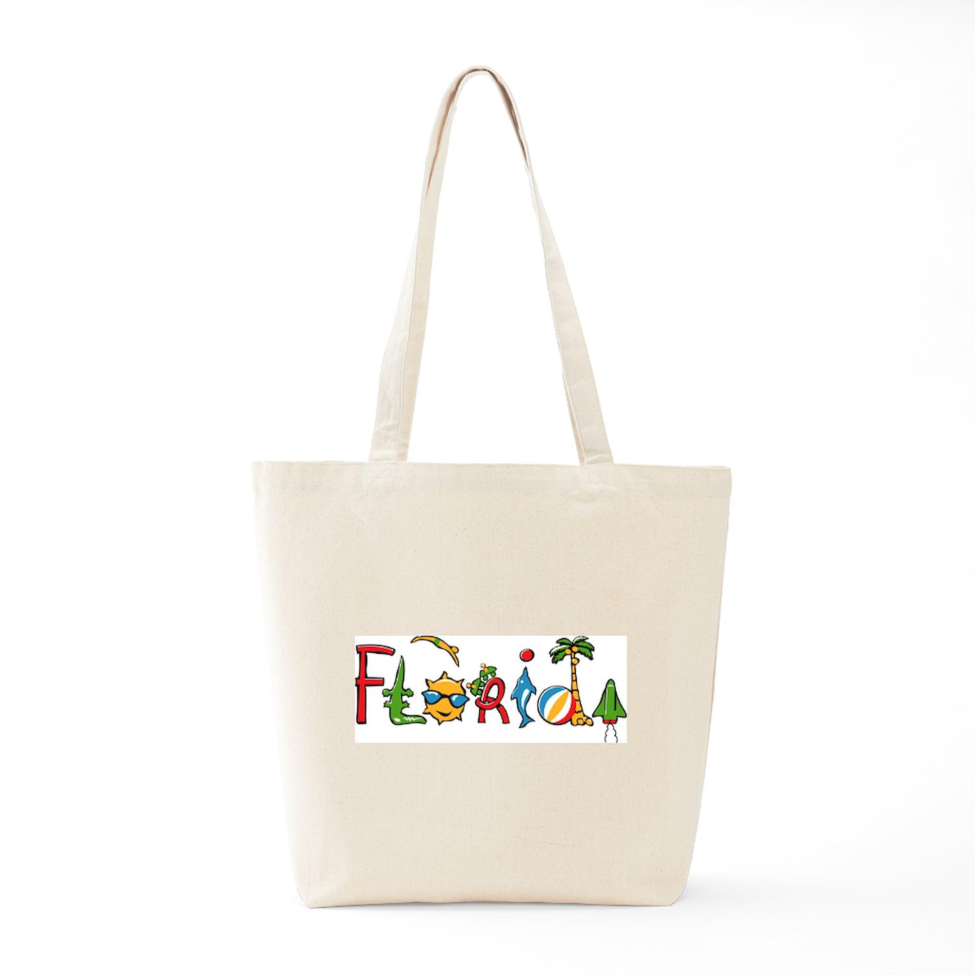 Florida Spirit Natural Canvas Tote Bag - Eco-Friendly Reusable Grocery Shopping Bag for Beach, Market & Daily Use