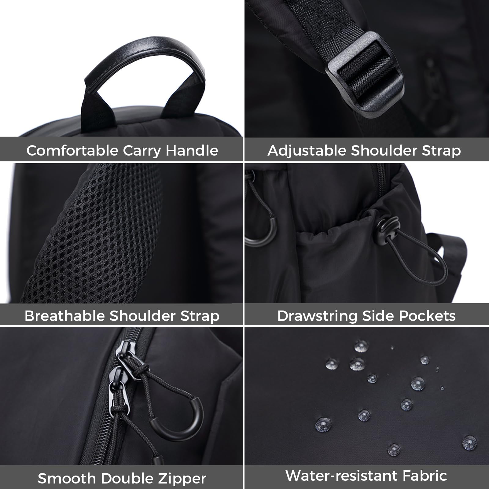 Lightweight Waterproof Hiking Backpack for Women & Men - Travel & Daypack - Black