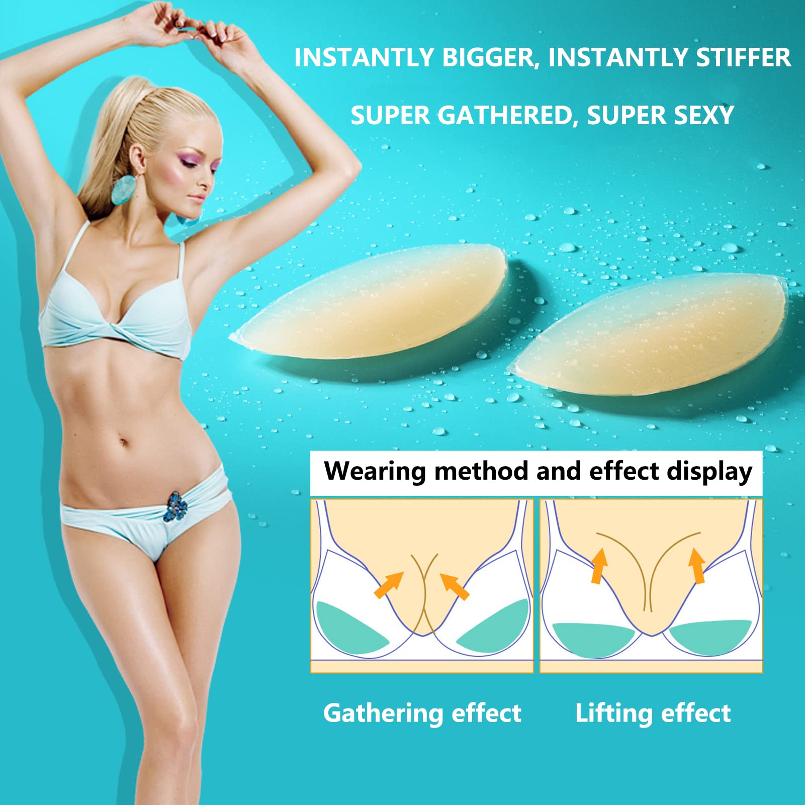 Push Up Silicone Bra Inserts for Bikini & Swimsuit - Thickened Triangle Chest Pads for Natural Lift & Comfort - Perfect for Beach, Pool & Summer Vacations