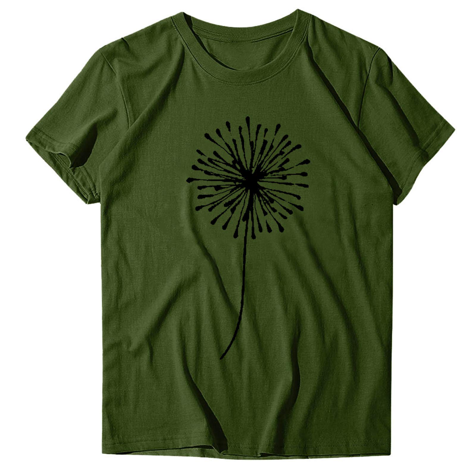 ZEFOTIM Women's Sunflower Print Short Sleeve Crewneck T-Shirt - Casual Summer Fashion Top for Women 2024 - Perfect for Beach Outings, Picnics, and Everyday Wear
