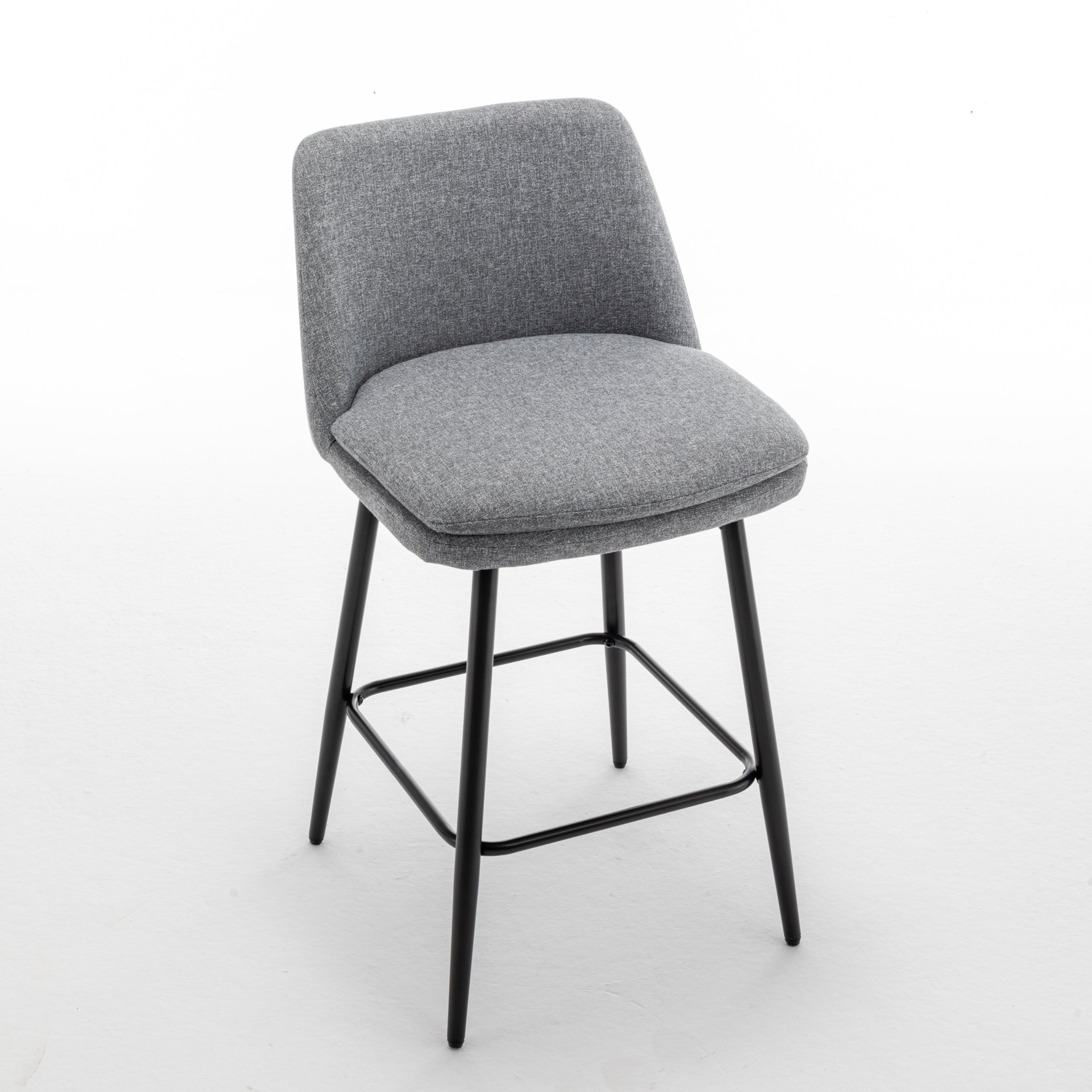 360° Swivel Counter Height Bar Stools Set of 2 - Upholstered with Back Support & Sturdy Metal Legs, 25.6