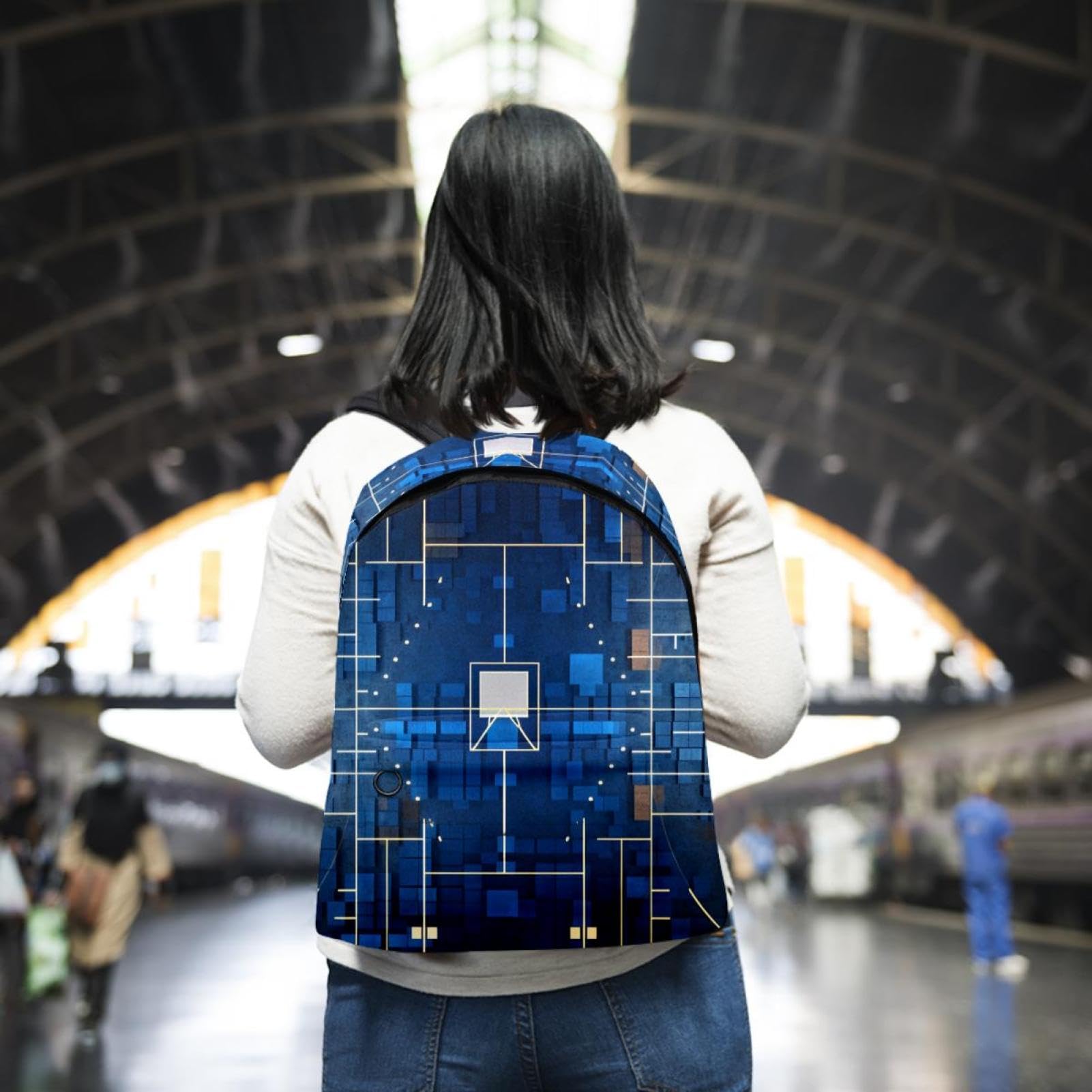 Stylish Unisex Travel Backpack - Durable Basketball Court Design Backpack for Women & Men - Perfect for Commuting, Gym, School and Outdoor Adventures